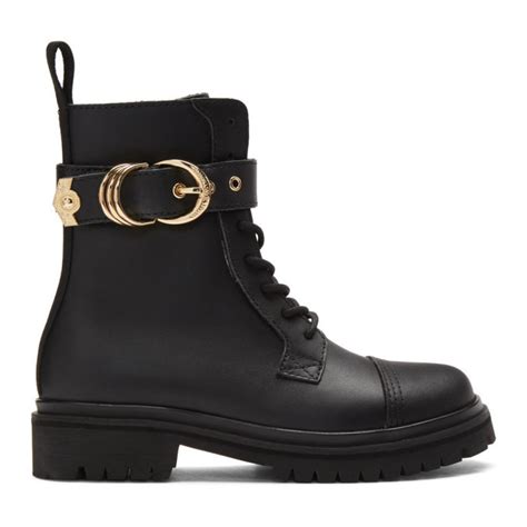 versace jeans couture hiking boots|Versace Jeans Couture hiking boot in black leather.